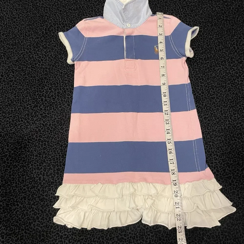 Ralph Lauren Girls Dress Toddler Size 6 Ruffle Casual Party School Cotton